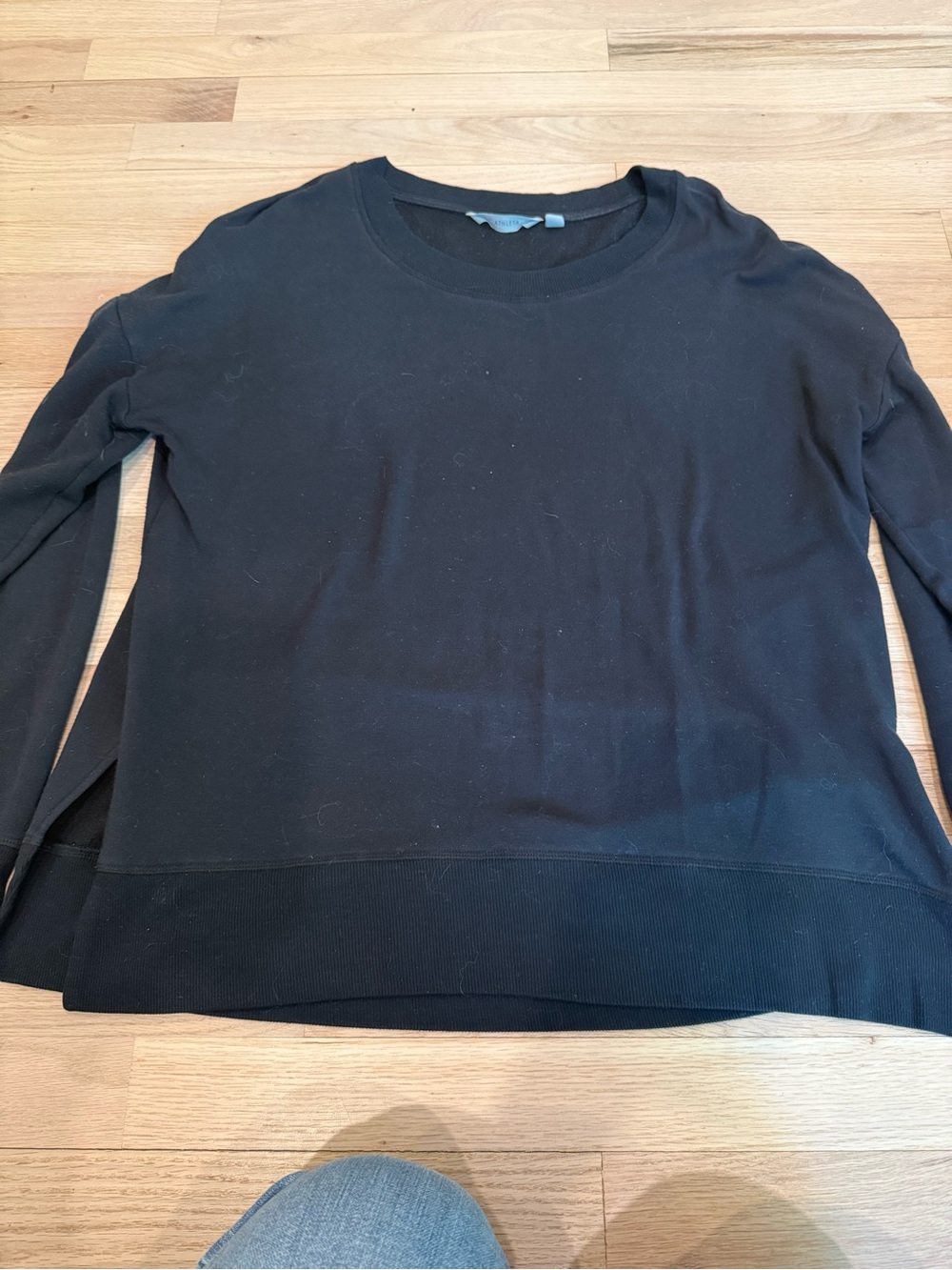 Athleta Black SUPERSOFT Sweatshirt with Subtle Logo -Small
